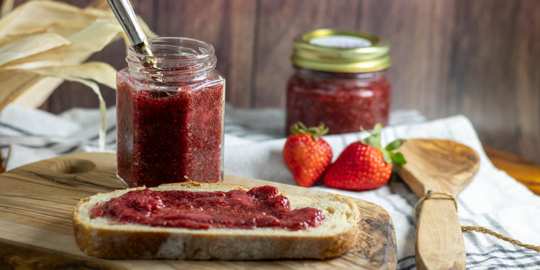 Vegan chia jam with strawberry