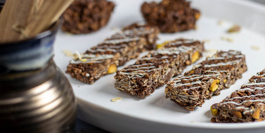 Vegan chocolate seeds granola bar, sunflower, pumpkin, pistachio, almonds
