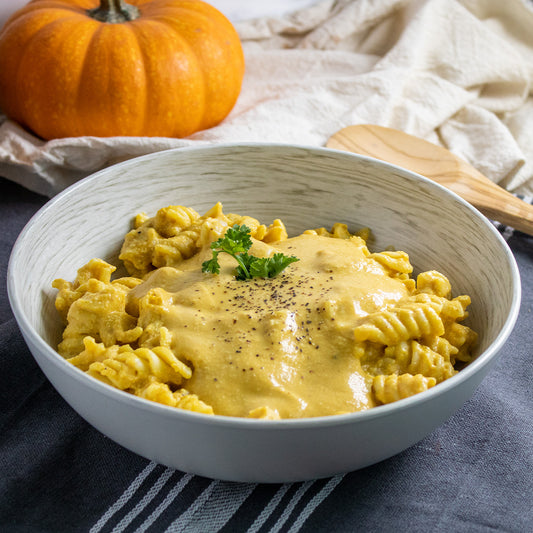 Vegan creamy pumpkin pasta for thanksgiving