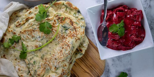 Vegan parsley and garlic flat bread naan