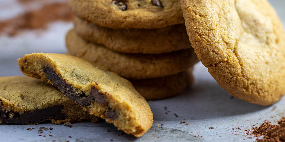 Vegan chocolate chip cookies filled with fudge truffle