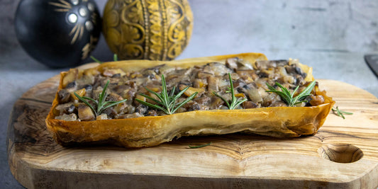 Vegan gluten free mushrooms and chestnuts pie for passover seder