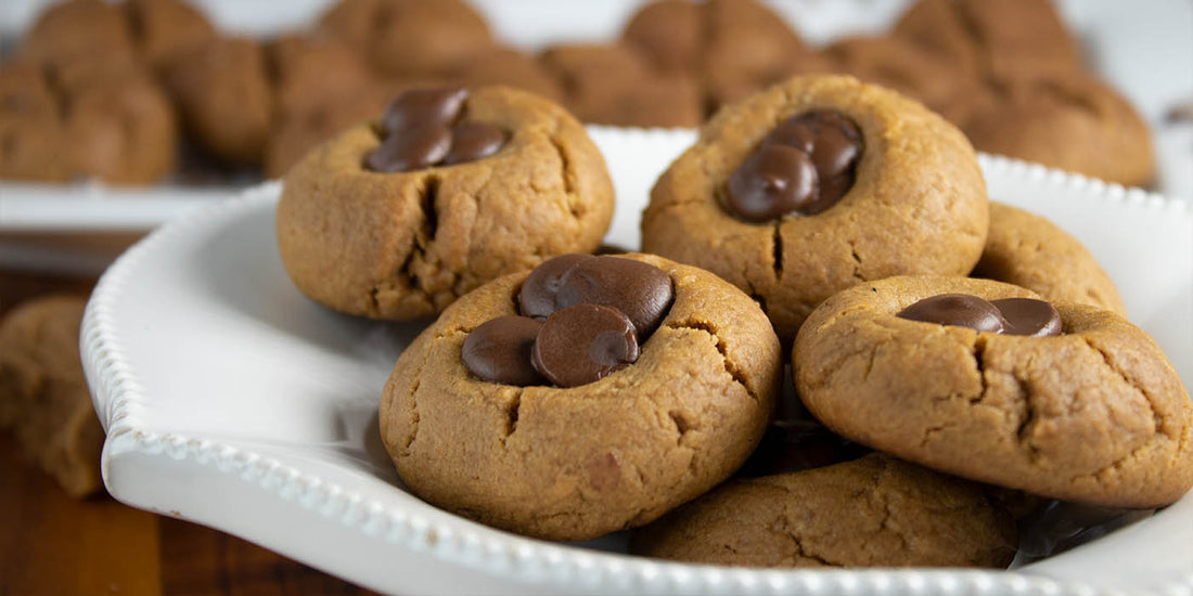 Vegan soft baked peanut butter cookies with chocolate